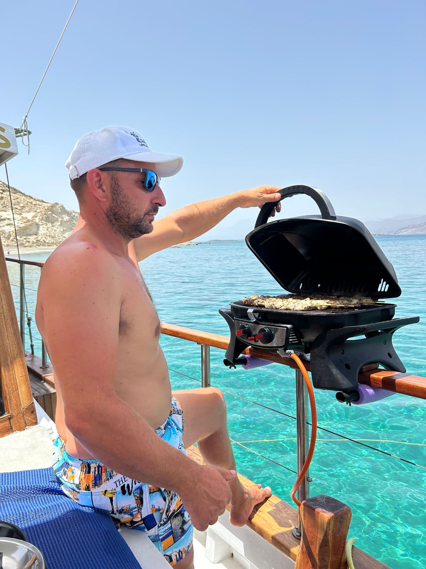 BBQ lunch served on board with sea view