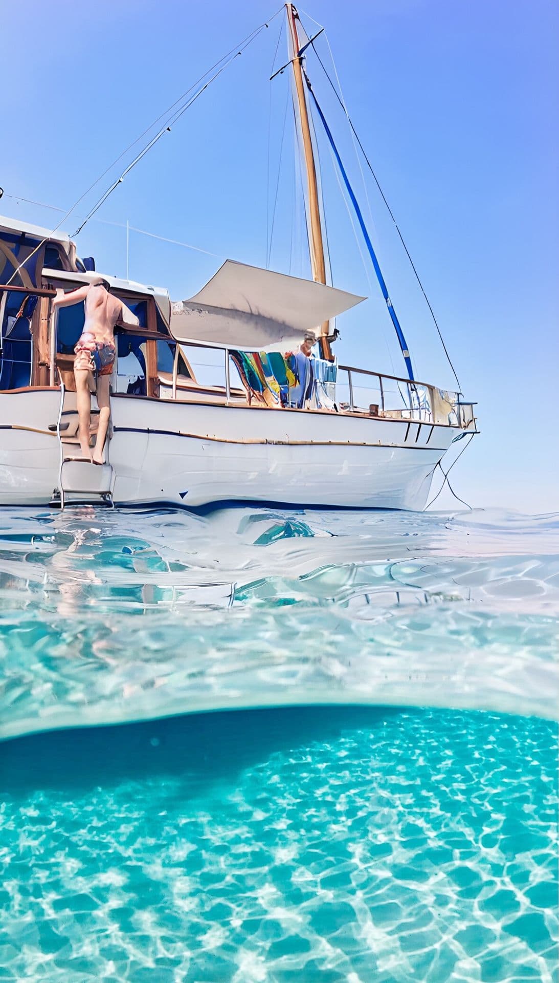 Swimming in the clear water off Koufonisi