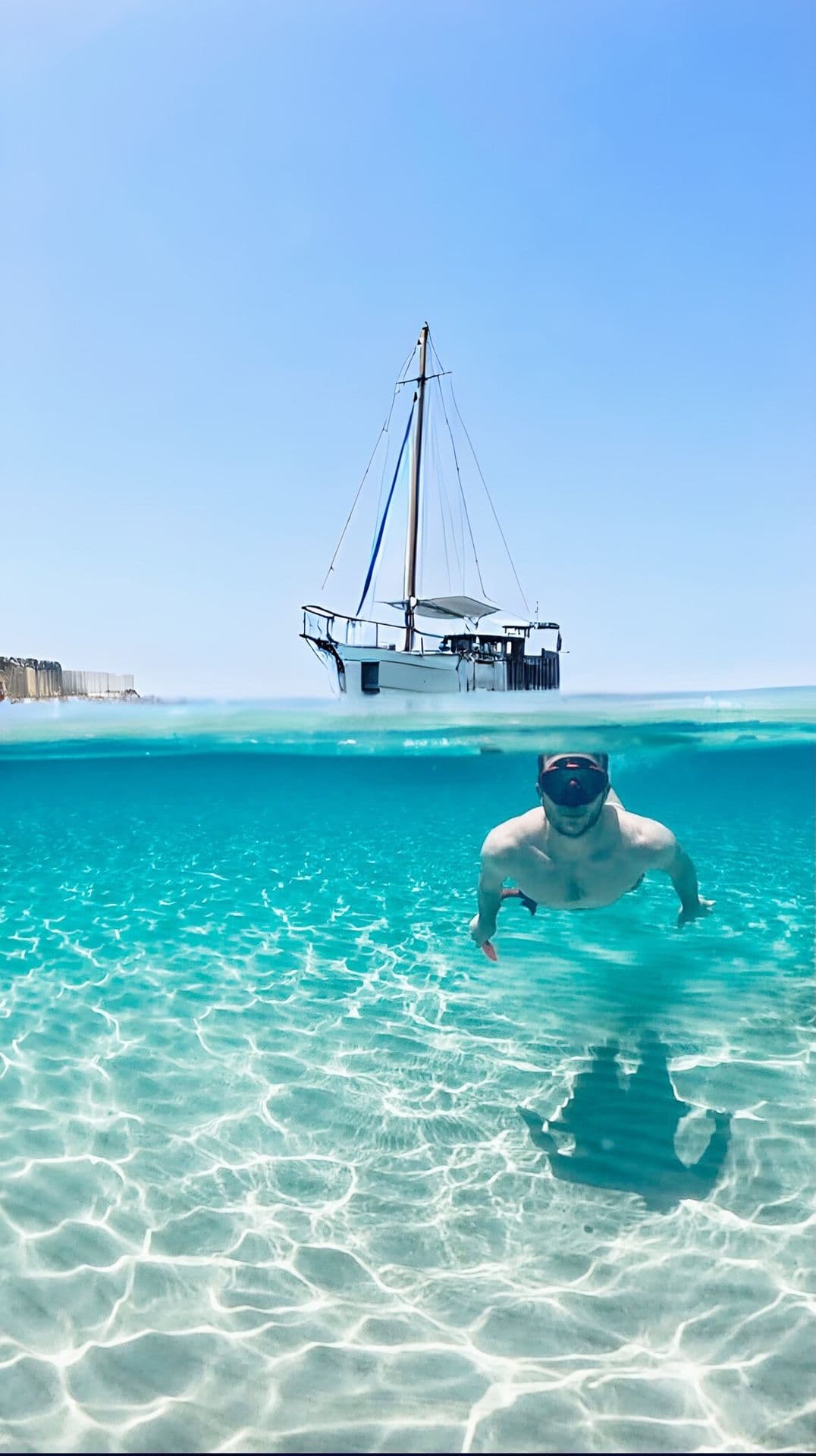 Underwater dome shot in clear water at Koufonisi